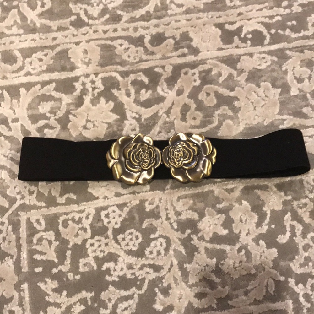 Belt- black with gold rose detail